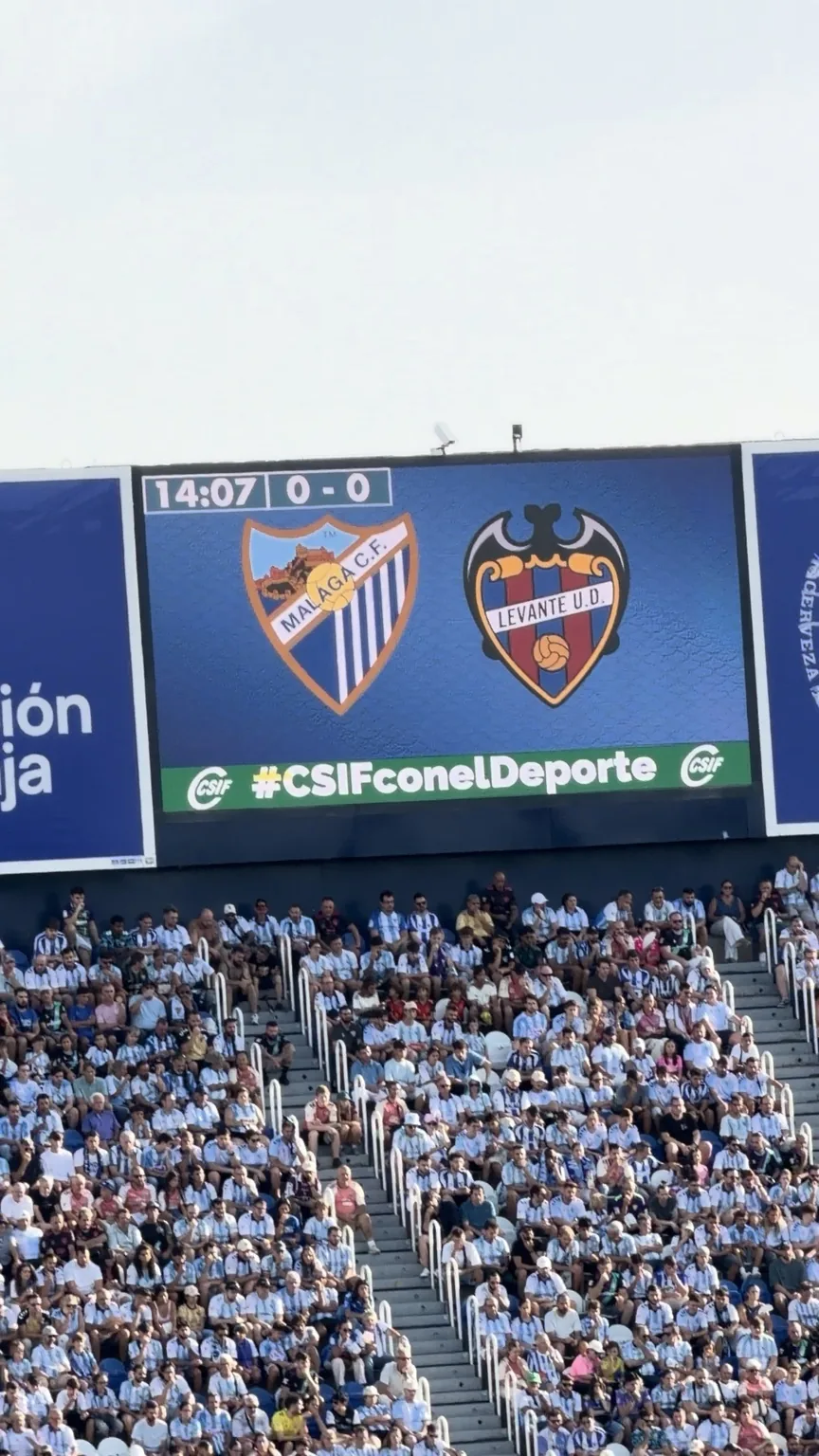 Marcador de Málaga contra Levante en La Rosaleda