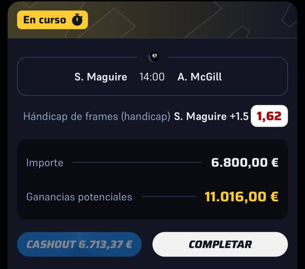 Ticket de la apuesta: Stephen Maguire – Anthony McGill