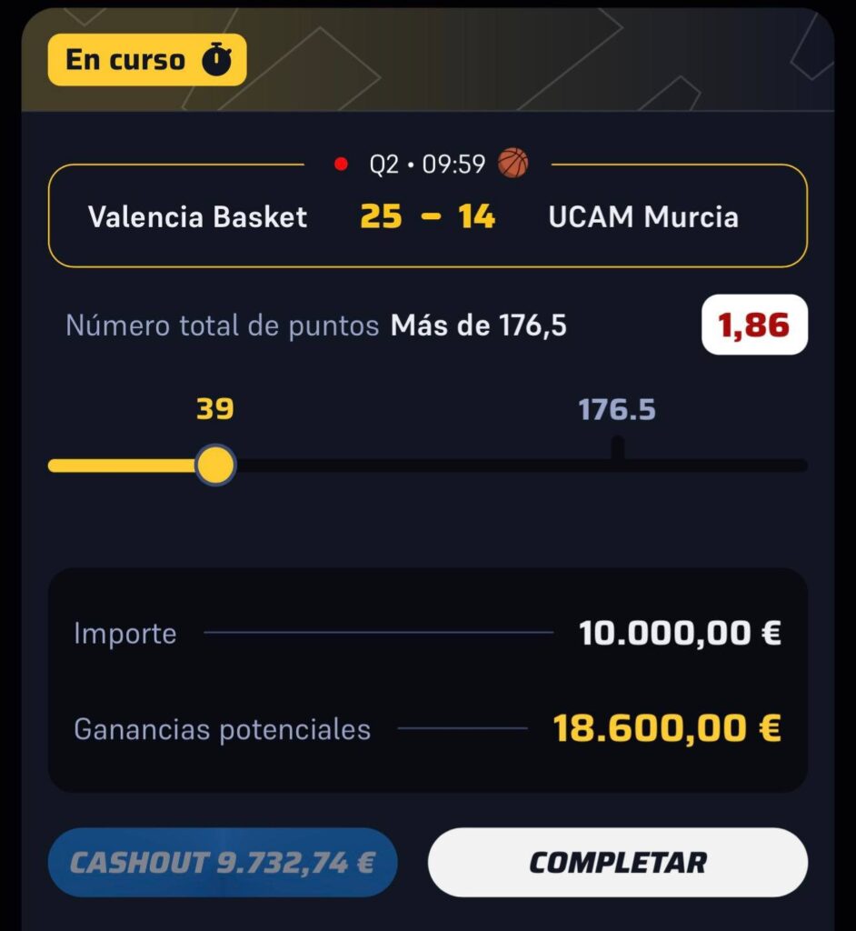 Ticket de la apuesta: Valencia Basket – UCAM Murcia