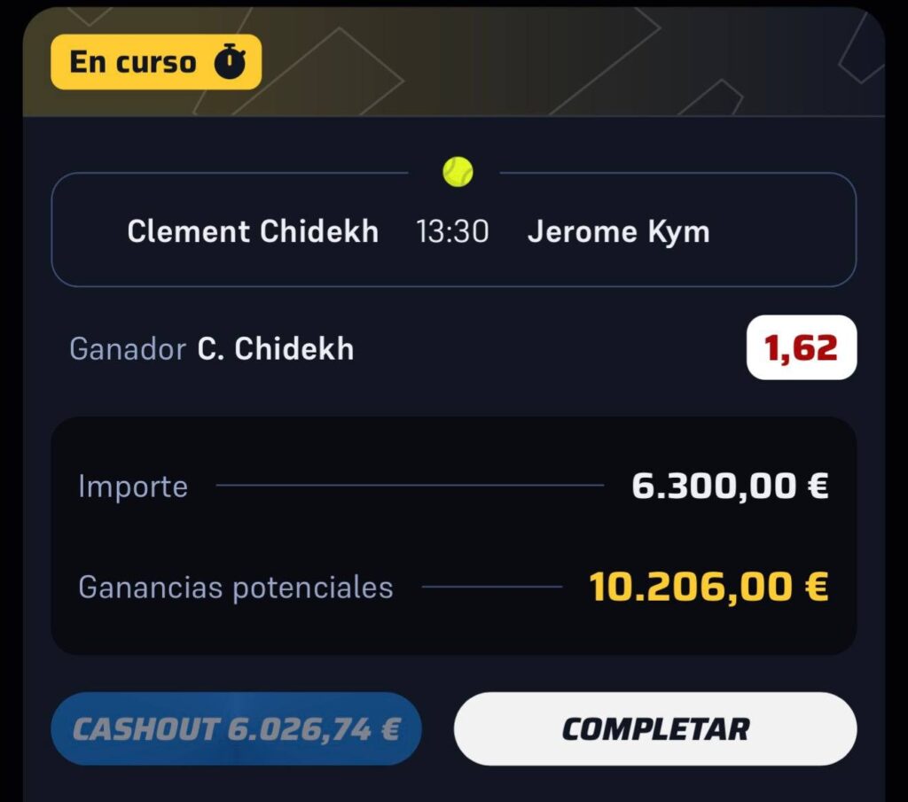 Ticket de la apuesta: Clement Chidekh – Jerome Kym